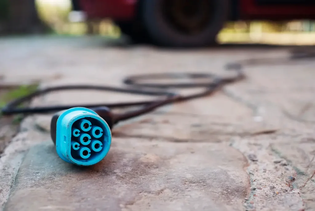 ev charging plug on the ground